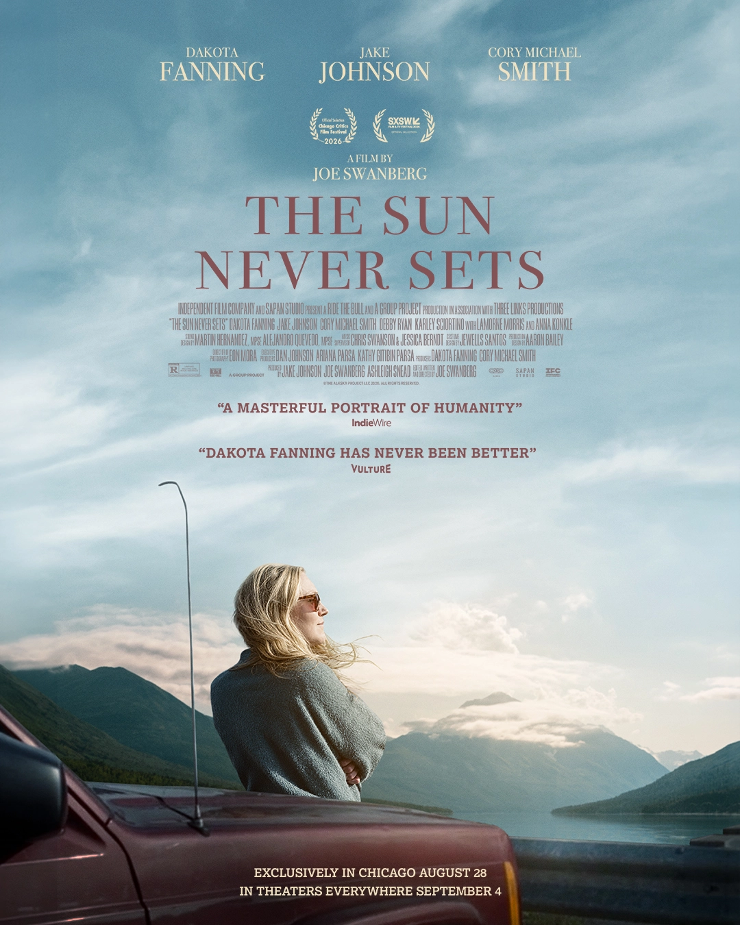 پوستر فیلم The Sun Never Sets 2026 به کارگردانی Joe Swanberg