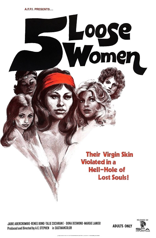 پوستر فیلم جنایی Five Loose Women محصول سال 1974 با عنوان جایگزین Fugitive Girls